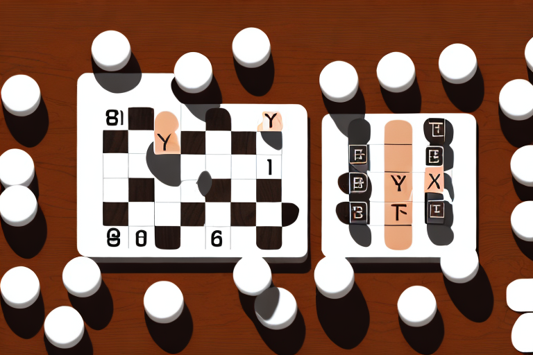 A game board of kryds og bolle (tic tac toe) with the x's and o's in mid-play